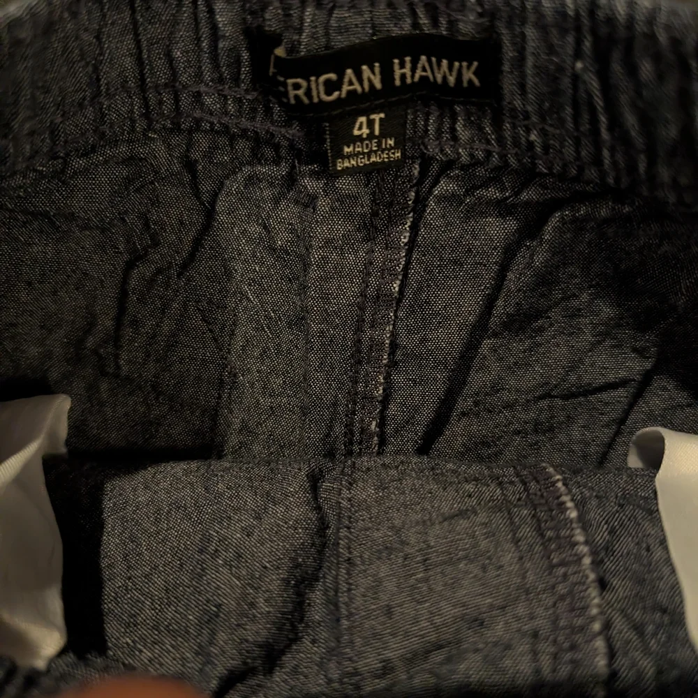 American Hawk Toddler Boy Car Print Button-Up Short w/ Dark Chambray Shorts 4T
